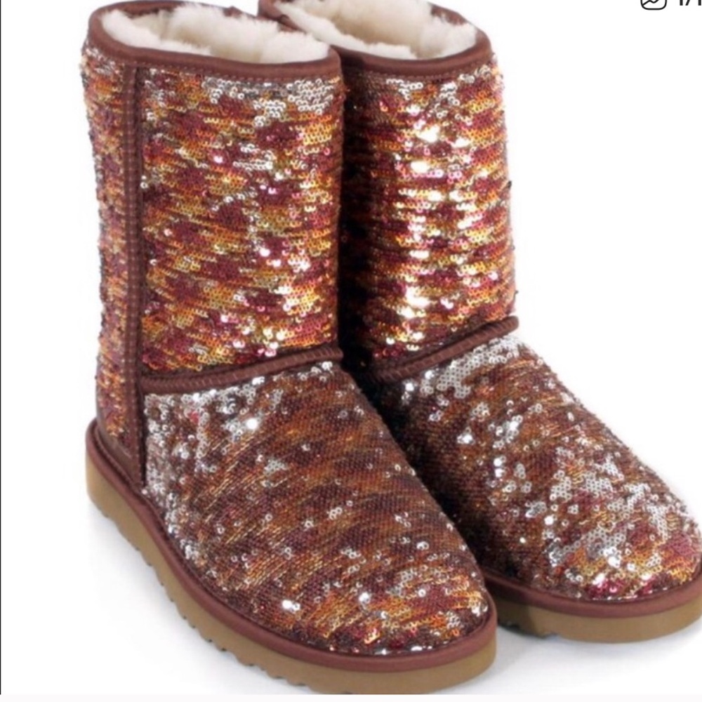 UGG Women's Sequin Short Boots - Copper/Bronze Sparkle